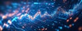 Abstract Visualization of Tech Stock Market Data with Blue and Orange Trends, computer digital screen background, computer digital