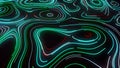 Abstract visualization of vacuole silhouettes by moving neon narrow lines on a black background. Motion. concept of Royalty Free Stock Photo