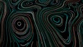 Abstract visualization of vacuole silhouettes by moving neon narrow lines on a black background. Motion. concept of