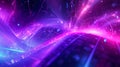 Abstract visualization of vibrant neon light streams and glowing particle effects suggesting futuristic hyperspace travel or Royalty Free Stock Photo