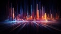 Abstract visualizer with cascading lines and shapes