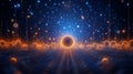 Abstract visualizer with glowing particles and abstract shapes