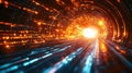 Digital data moving through a futuristic network tunnel Royalty Free Stock Photo