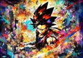 Abstract vivid illustration with imaginative colorful anime images