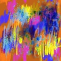 Abstract vivid neon multicolored painting Bright spots, blots, smudges, lines, strokes and stains Royalty Free Stock Photo