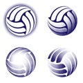 Abstract volleyball halftone symbols set