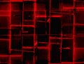 Abstract volumetric background in 3D format, with red and black square stripes.