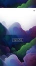 Abstract volumetric cloudscape with vibrant colors and Explore Now button on a modern digital Royalty Free Stock Photo