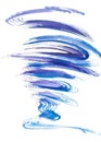 Volumetric watercolor swirling tornado in lilac-azure gradient