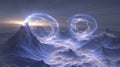 An abstract vortex is formed by pink clouds as they swirl into a bright blue sky Royalty Free Stock Photo