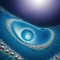 Abstract vortex of pearls and light in a blue ocean Royalty Free Stock Photo