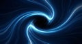 Abstract vortex with swirling blue light trails converging into a central dark hole space effect Royalty Free Stock Photo