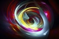 abstract vortex of swirling colors, predominantly red, yellow, and blue, on a black background, ai generative Royalty Free Stock Photo