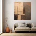 Abstract Tan Wall Art In Modern Living Room