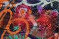 Abstract wall close-up. Detail of graffiti . Fragment for background, stylish pattern, fashion colors Royalty Free Stock Photo