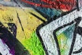 Abstract wall, decorated with drawings paint , close-up. Detail of graffiti . Fragment for background, stylish pattern Royalty Free Stock Photo