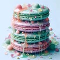 Macaron Meltdown Pistachio and Raspberry, Ai generated image Royalty Free Stock Photo