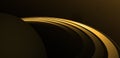 Abstract wallpaper with stylized illustration of planet with rings like saturn in dark space in golden gradient colors Royalty Free Stock Photo