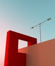 Abstract background modern Minimal architecture sunset colorful design. 3d illustration Royalty Free Stock Photo