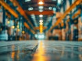 Abstract Warehouse Interior with Bokeh Lights Royalty Free Stock Photo