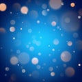 Abstract warm bokeh effect on blue background. Gold glitter lights. EPS 10 Royalty Free Stock Photo