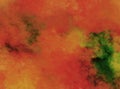 Abstract warm gradient background with red orange yellow green watercolor paper splashed paint with vintage painted scratched anti Royalty Free Stock Photo