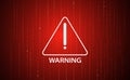 Abstract, warning, and warning triangle symbols Binary red background. Hack warning concept. cyber security Data hacking, theft