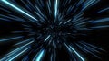 Abstract of warp or hyperspace motion in blue star trail. Exploding and expanding movement 3d illustration Royalty Free Stock Photo