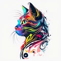 Abstract water color portrait of a cat.