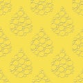 Abstract water drop and bubble vector seamless pattern background. Yellow and grey backdrop with large rain drops