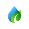 Abstract Water Drop and Green Leaf Logo Royalty Free Stock Photo