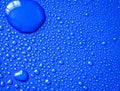 The Abstract water drop on surface of fresh blue background Royalty Free Stock Photo