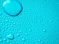 The Abstract water drop on surface of fresh blue background Royalty Free Stock Photo