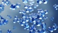 Abstract water hydrogen and oxygen glass molecules floating in blue fluid background with selective focus - environment, water or Royalty Free Stock Photo