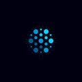 Abstract water icon, blue color unusual aqua logo. Circular vector illustration on black background. Royalty Free Stock Photo