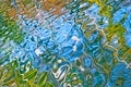 Beautiful abstract water reflection in blue, yellow and green colors. Royalty Free Stock Photo