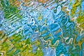 Beautiful abstract water reflection in blue, yellow and green colors. Royalty Free Stock Photo