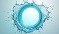 Abstract water splash in a round form. Illustration shows a blue liquid with high details. Water drops create a ring splash Royalty Free Stock Photo