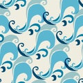 Abstract water wave hand drawn seamless pattern illustration background Royalty Free Stock Photo