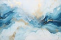 abstract watercolor alcohol ink texture white blue and gold fluid art background Royalty Free Stock Photo