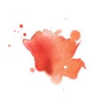 Abstract watercolor aquarelle hand drawn blot colorful red paint splatter stain.
