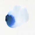 Abstract watercolor aquarelle hand drawn blue art paint blot on white background.