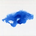 Abstract watercolor aquarelle hand drawn blue art paint blot on white background.