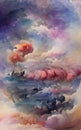 Abstract watercolor art - clouds