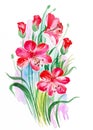 Abstract watercolor art hand drawn background with pink lily .Vector Illustration.