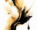 Abstract watercolor art painting, black and gold colors Royalty Free Stock Photo