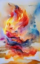 Abstract watercolor art - phoenix bird