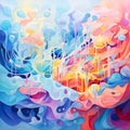 Abstract Watercolor Art: Surreal Reflective Symphony