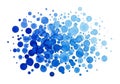 Abstract watercolor artwork featuring an array of blue circles in varying sizes and shades, ranging Royalty Free Stock Photo