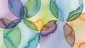 Abstract watercolor artwork featuring overlapping circles in various colors Royalty Free Stock Photo